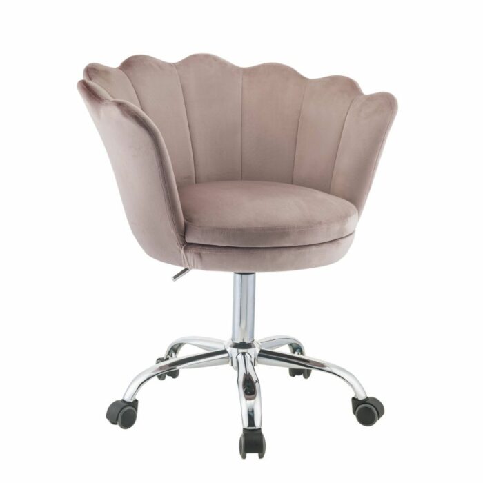 Home Modern And Minimalist Furniture Office Desk Chair Computer Chair Fashion Furniture Office Chair Rose Quartz Velvet Chrome 3