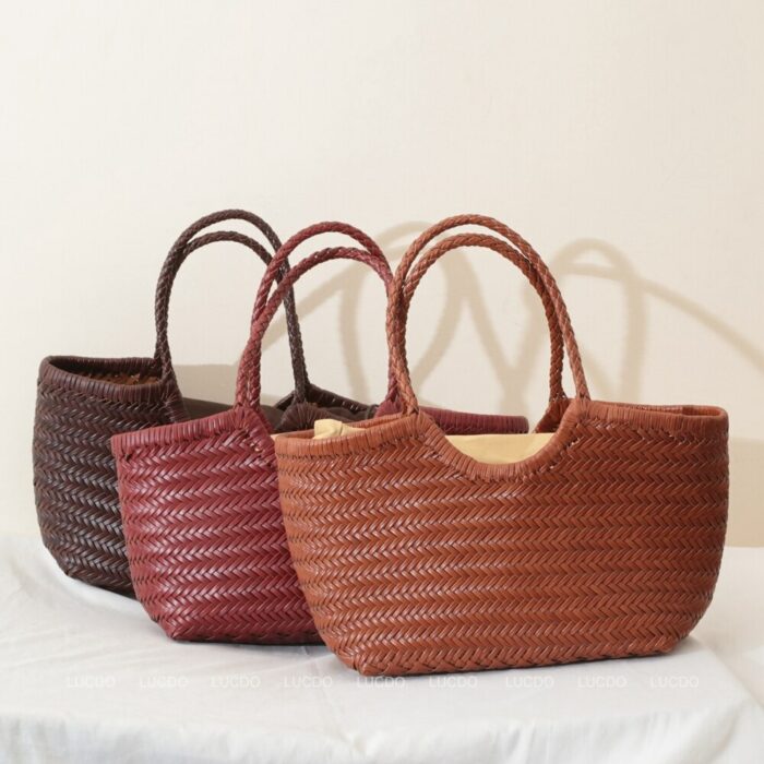 Handbags Women's Genuine Leather Shoulder Bag Weaving Casual Shopping Bag Vintage Big Tote Purse Cowhide Cross Hand Bags Lady 4