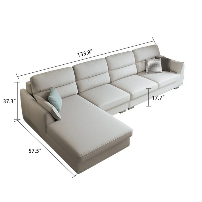 Modern Sofa Linen Living Room Sofa Hardwood Frame 133.8"(L)x57.5"(W)x37.3"(H) 5