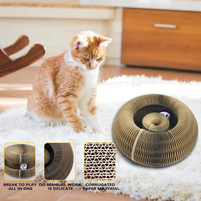 Magic Cat Scratch Organ Board Cat Toy with Ball Cat Grinding Claw Cat Climbing Frame Kitten Round Corrugated Cat Scratching Toy 3