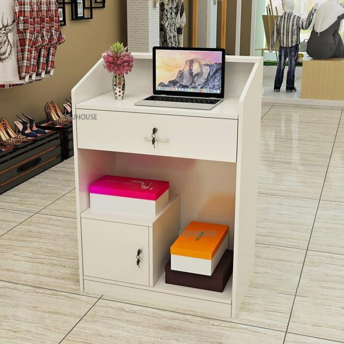 Modern Simple Small Supermarket Cashier Desk Salon Furniture For Beauty Salon Hotel Front Desk Commercial Shop Reception Desk 4