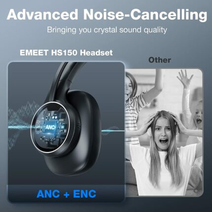 Bluetooth Headset with Microphone Professional ANC Noise Cancelling EMEET Headphones with 6 VOICEIA Tech Mics for Computer 2