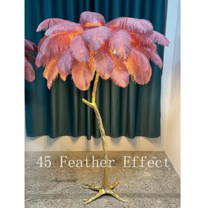 Modern Ostrich Feather Floor Lamp Designer Resin Tree Standing Lamp for Living Room Bedroom Desk Lamp E27 Creative Floor Lights 2