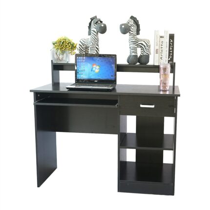 Black Computer Desk Laptop Notebook PC Lapdesk Table Home Office Study Work Drawer Storage Organizer Rack File Book Decorations 2