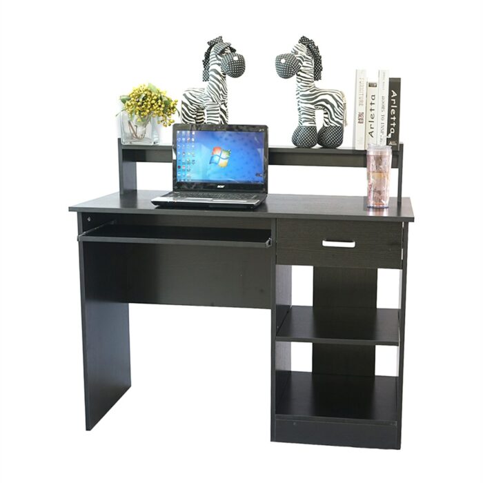 Black Computer Desk Laptop Notebook PC Lapdesk Table Home Office Study Work Drawer Storage Organizer Rack File Book Decorations 2