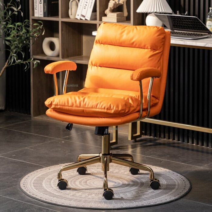 Light Luxury Leather Computer Chair Modern Comfortable Office Chair Office Furniture Bedroom Gaming Chair Lift Swivel Armchair 4