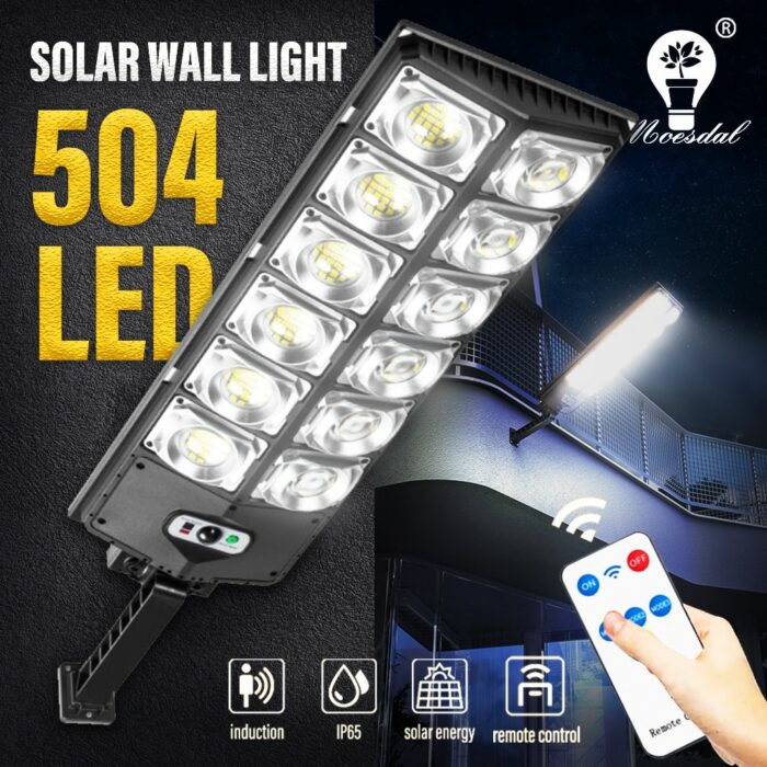 504LED Solar Light Outdoor IP65 Waterproof Super Bright Street Light with Remote Control Motion Sensor Street Garden Wall Light 1