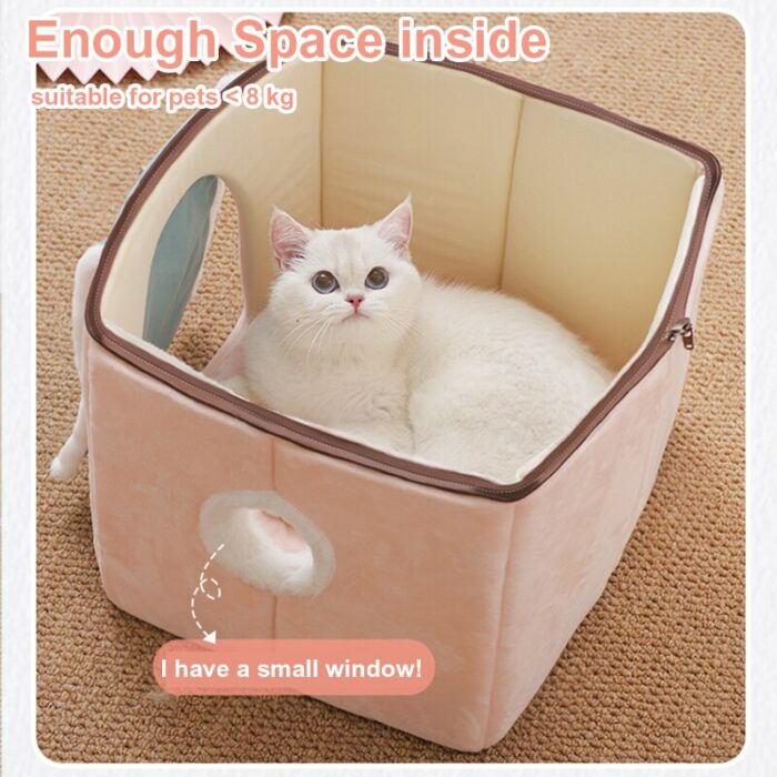 Hoopet Cute Fully Enclosed House For Cats Warmth Winter Pet House Super Soft Sleeping Bed For Puppy Cat House Suppliers 4