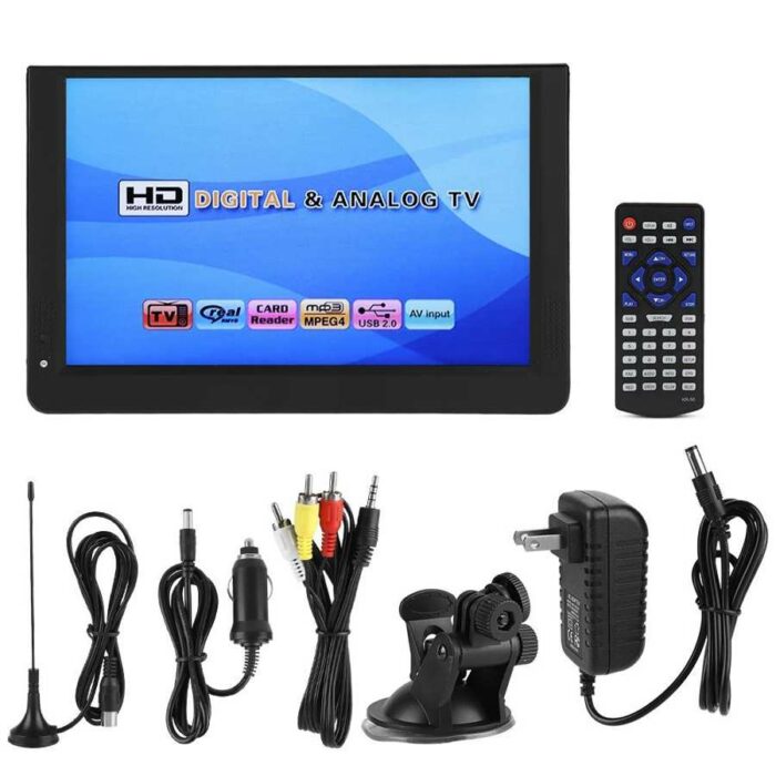 LEADSTAR 12in Car Digital TV HD Color TV ATV/UHF/VHF Stereo Surrounding Car Television TV Portatil US Plug 110-220V 1