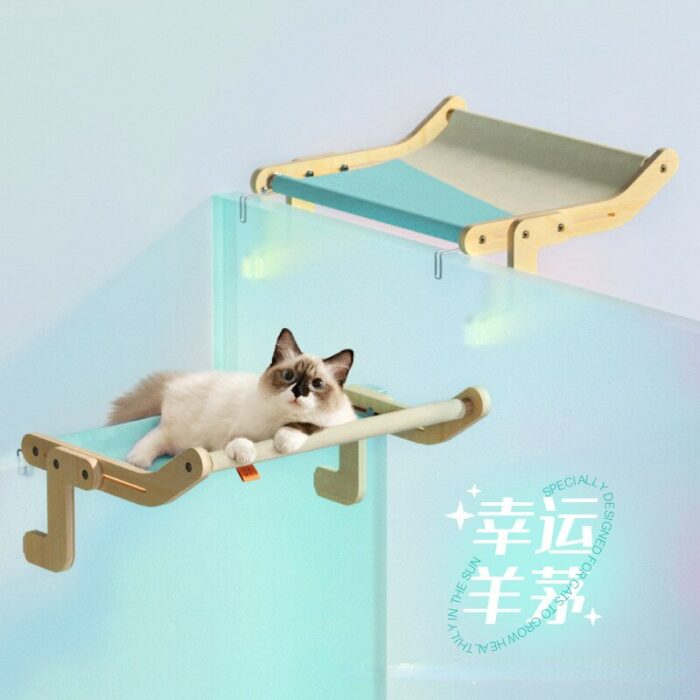 Window cat hanging bed large balcony window hammock hanging cat nest cat window sill cat frame bedside hanging nest 3