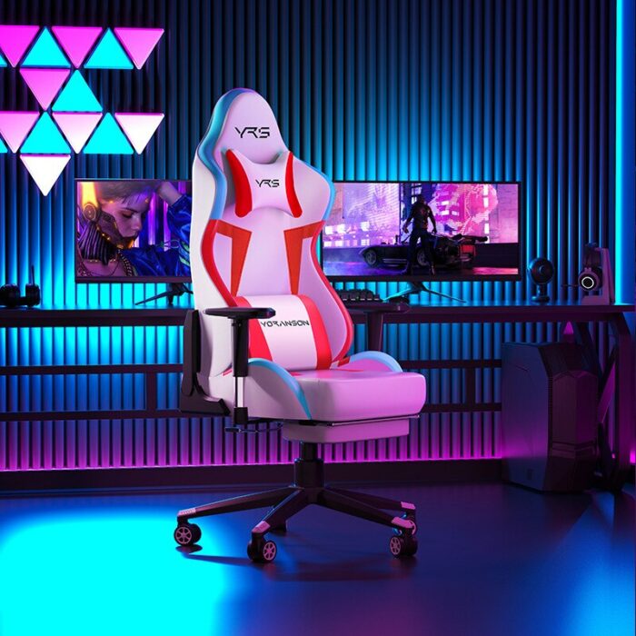 New high quality gaming chair,White red live computer chair,home armchair,office swivel chair PU leather gamer ergonomic chair 5