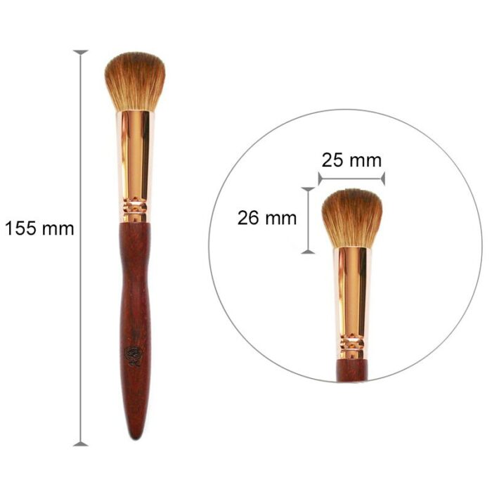 Q03 Professional Handmade Makeup Brush Soft Red Fox Hair Round Contour Blush Brush Red Sandalwood Handle Make Up Brushes 6