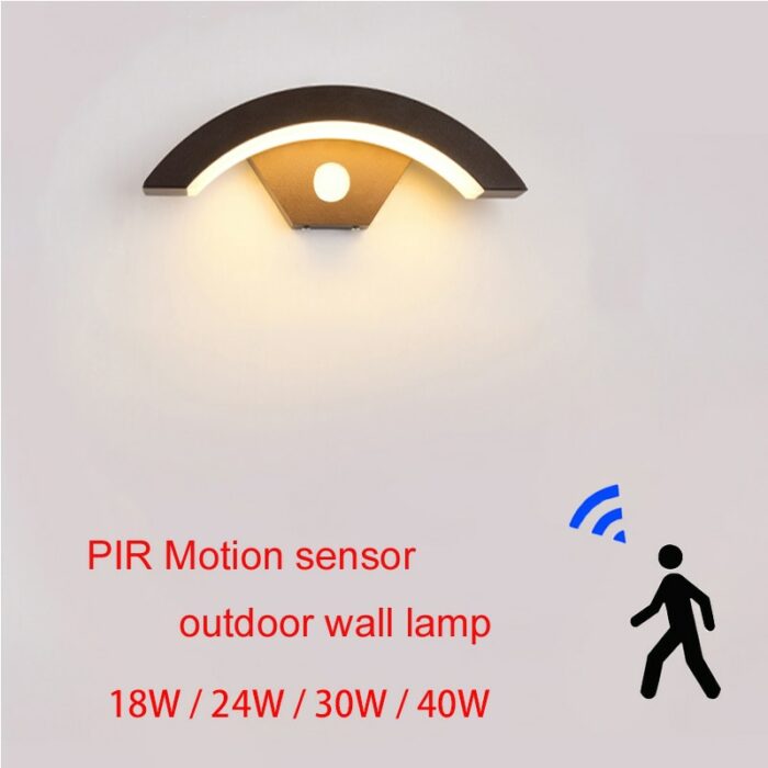 Moden waterproof outdoor wall lamp PIR motion sensor wall light Garden porch frontdoor black aluminum lamp body 1