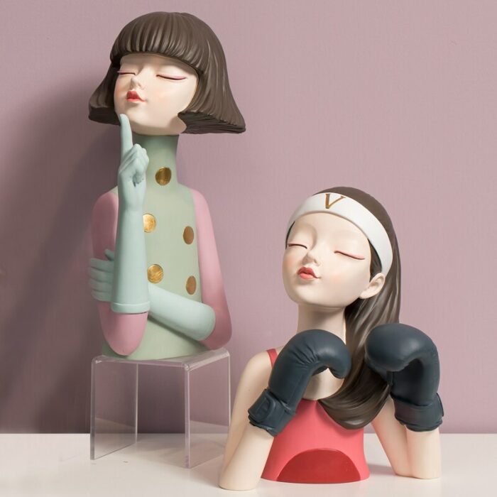 Nordic Home Decor Girl Design Resin Figure Statue Living Room Decor Office Decoration Bedroom Decoration Accessories Girl Gifts 5