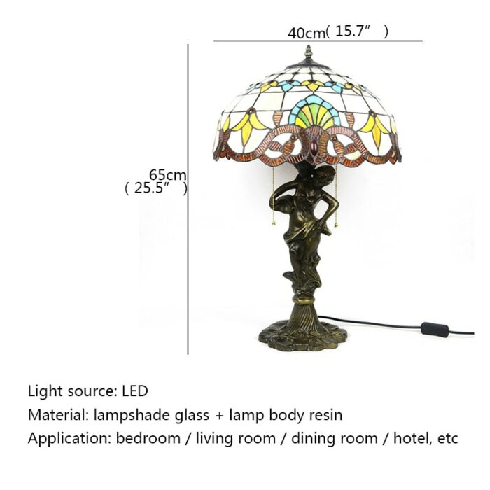 AOSONG Tiffany Table Lamp LED Creative Exquisite Color Glass Desk Light Decor For Home Study Bedroom Hotel Bedside 5