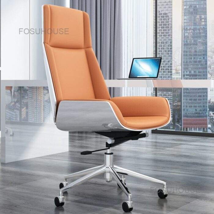 Light Luxury Boss Chair Swivel Office Chairs Rotary Armchair Leather Computer Chair Office Furniture European Lift Gaming Chair 2