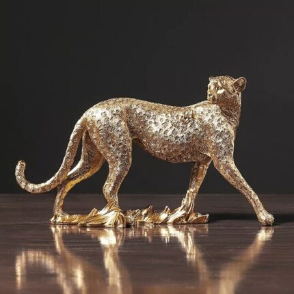 Retro Cheetah Statue Animal Figurine Panther Leopard Sculpture Home Office Table Desktop Decor Ornaments Gifts 2