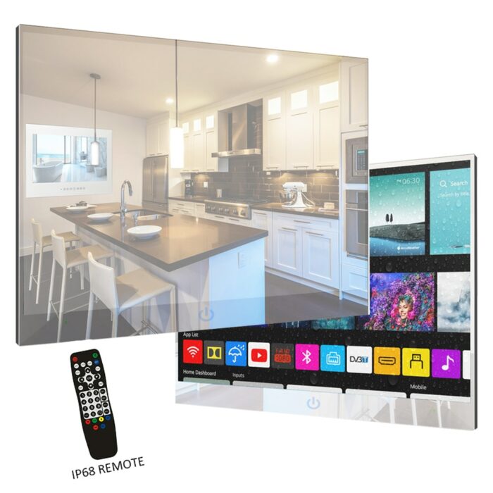 Soulaca Magic Mirror 27 Inches LED TV for Bathroom IP66 Waterproof Android 9.0 System with Integrated HDTV Youtube and Wi-Fi 2