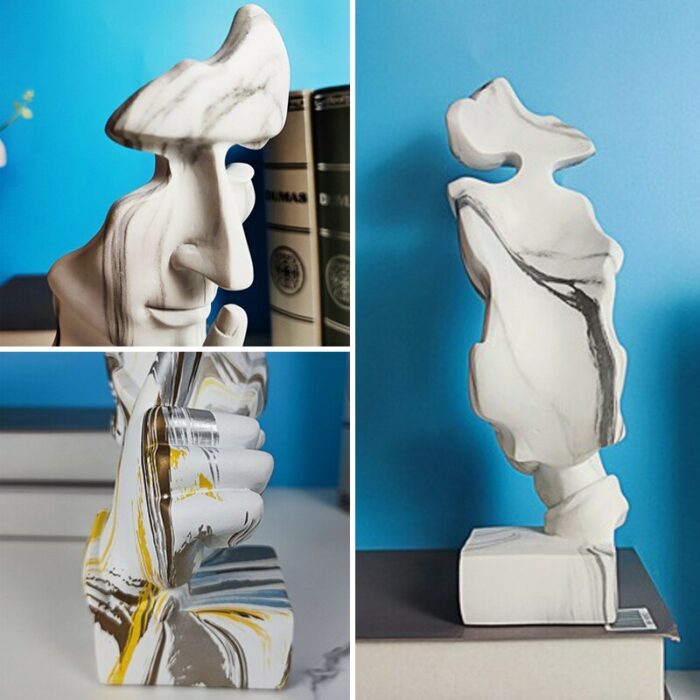 Nordic Abstract Resin Sculpture Colorful Silence is Gold Statue Home Decor Don't Talk Mask Living Room Office Decoration Crafts 4