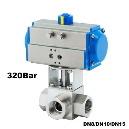 DN8/DN10/DN15 32Mpa 300bar High Pressure Ball valve 3 Way Stainless steel SS304 Pneumatic Ball Valve 1/4 3/8 1/2 T L Type 1