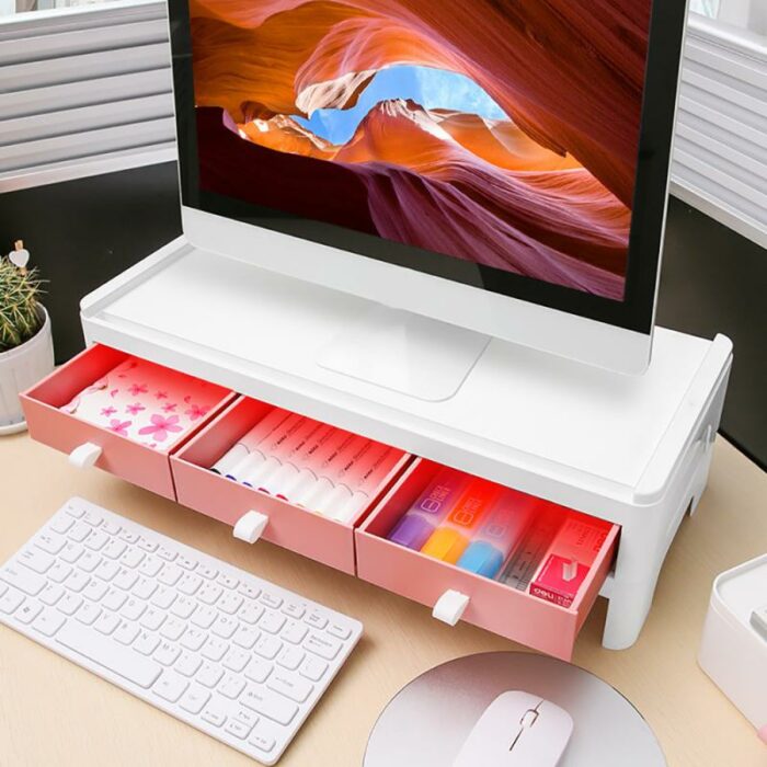 Creative Desktop Computer Keyboard Storage Holders Drawer Stationery Pen Books Sundries Shelf Home Office Box Organizer Supplies 2