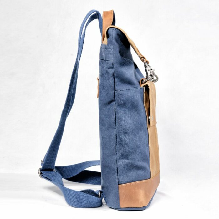 Ladies retro waterproof laptop backpack youth large-capacity school bag canvas leading layer cowhide multifunctional travel bag 5