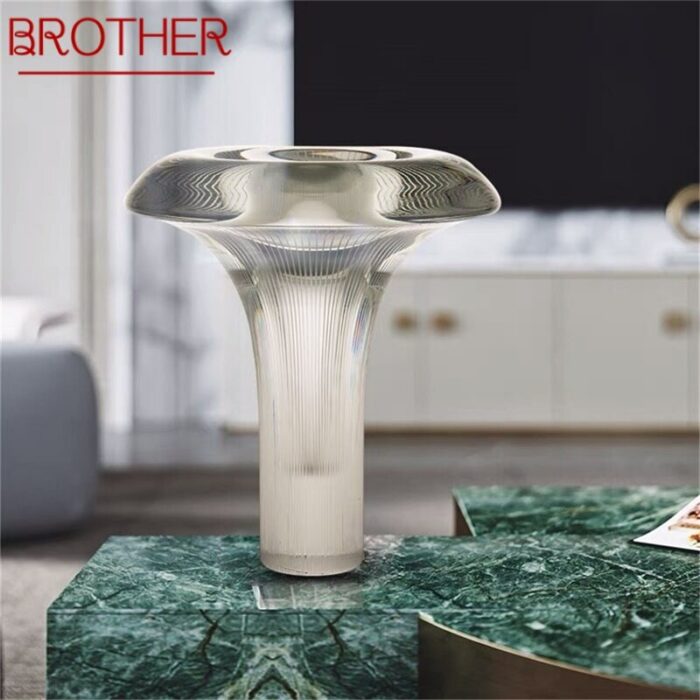 BROTHER Modern Mushroom Table Lamp Creative Design LED Grey Glass Desk Light Decorative For Home Study Bedroom 1