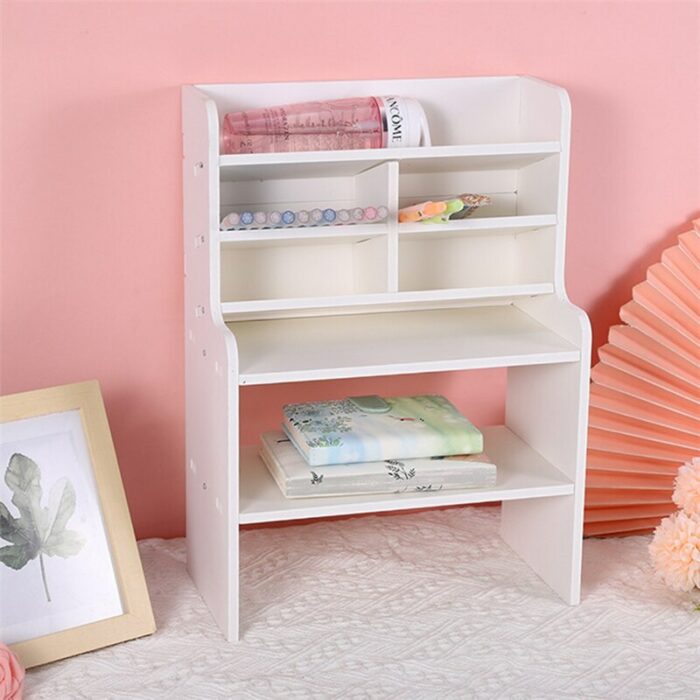 Desktop Rack Multi-layer Student Dormitory White Storage Box Simple Modern Cosmetics Storage Organizer Home Office Supplies 3