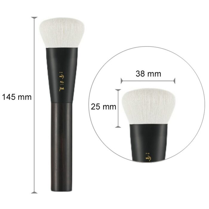 C01 Professional Handmade Make Up Brush Flat Foundation Contour Brush Soft Saibikoho Goat Hair Ebony Handle Makeup Brushes 6