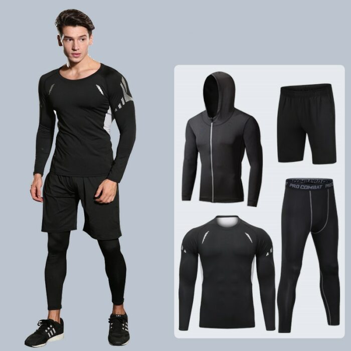 2019 Men's Sport Suits Quick Dry Basketball Sports Running Sets Compression Gym Fitness Sportswear Jogging Running Suits Clothes 1