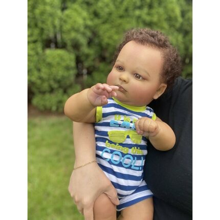 50CM Reborn Doll Boy Dark Brown Skin Hand Root Hair Genesis Painted Doll with Visible Doll Vein Collection Gift Birthday Gift 2