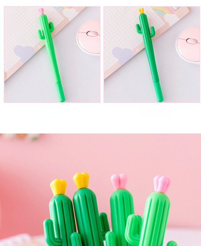 100 Pcs Creative Flowering Cactus Gel Pens Black Ink Student Stationery Kawaii Accessories and Kawaii School Supplies Boys Girls 3