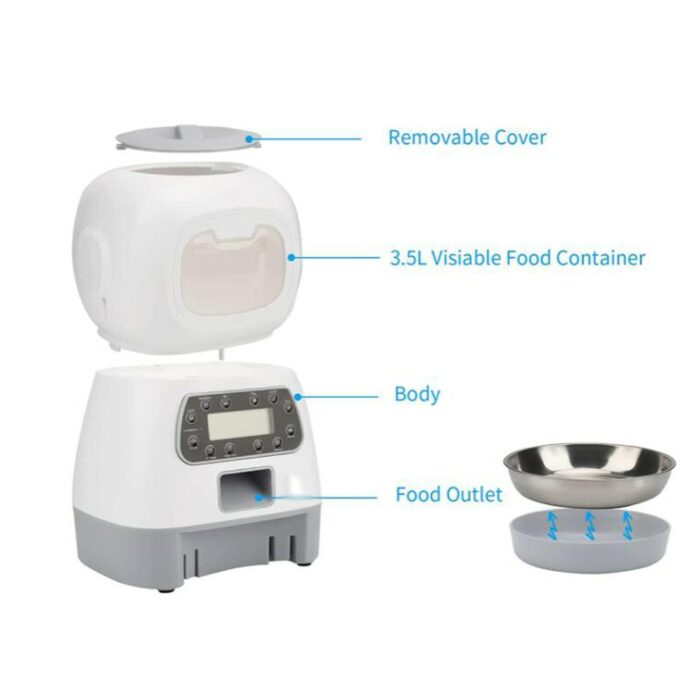 3.5L Automatic Pet Feeder Smart Food Dispenser For Cats Dogs Timer Stainless Steel Bowl Auto Dog Cat Pet Feeding Pet Supplies 3