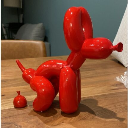 Balloon Dog Doggy Poo Statue Resin Animal Sculpture Home Decoration Resin Craft Office Decor Standing black gold 2