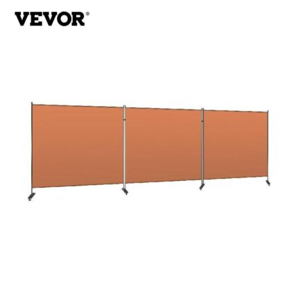 VEVOR Orange Office Partition Room Divider Wall with Lockable Universal Wheels 216x72 Inch 3-Panel for Bedrooms Conference Rooms 1