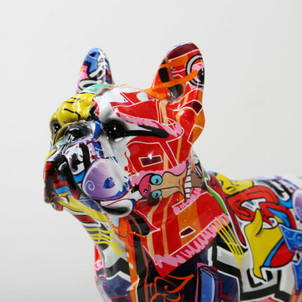 Creativity Modern Colorful French Bulldog Statue Wholesale Graffiti Office Ornaments Printing Resin Dog Home Decor Crafts 2