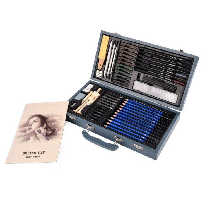 60Pcs/Set Professional Sketch Pencil Drawing Kit Charcoal Wooden Box for Painter Art Supplies 4