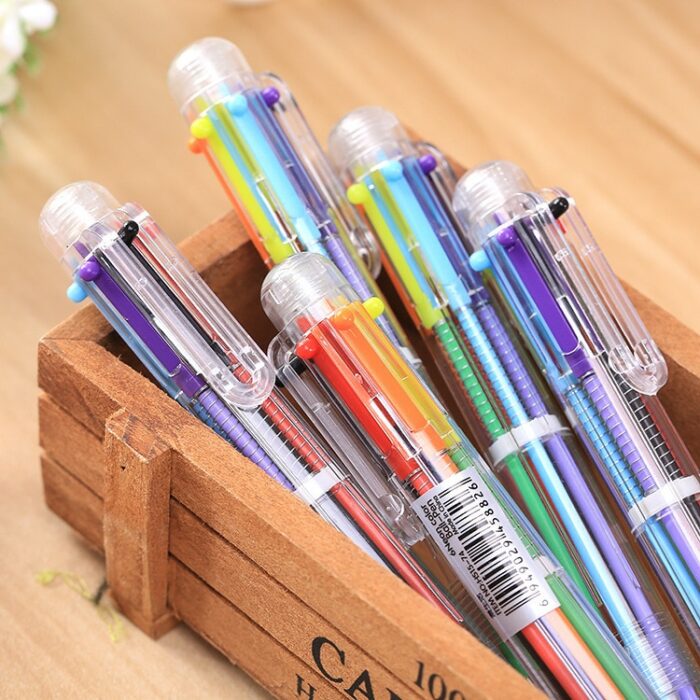 50 pcs wholesale Ballpoint Pens Creative Stationery transparent 6 Color pressing Color Ball Pen Oil Pen Stationery 5