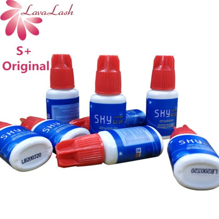 Wholesale 100 bottles Original S+ 5ml red cap Sky glue Eyelash extension Dry time 1-2S No sealed bag False eyelash glue tools 6