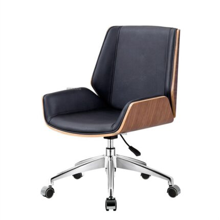 Nordic Wooden Office Chairs Office Furniture Home Leather Computer Chair Comfortable Bedroom Backrest Swivel Chair Gaming Chair 2