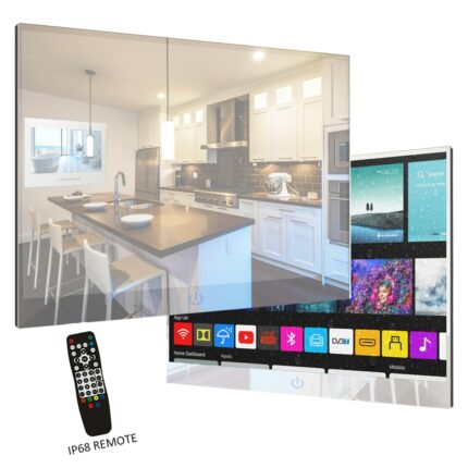 Soulaca 22 Inch Mirror Smart TV Remote Control for Bathroom IP66 Waterproof Android 7.1 WiFi Bluetooth Speakers 1