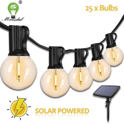 Solar LED Light Outdoor Solar Lamp Lighting String Garden Light Solar G40 Garland Street USB Rechargeable for Garden Decoration 1