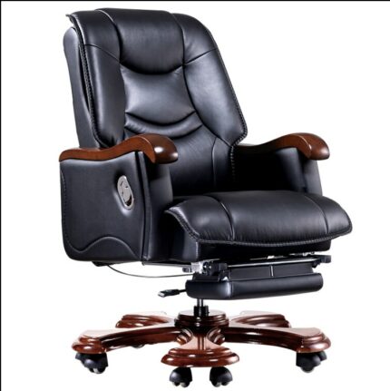 Business high-end president boss chair solid wood executive chair office chair leather computer chair study swivel chair reclini 2