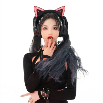 Original New Yowu 4 Cat Ear Bluetooth Head Mounted Wireless Headphones App Control Headset Rgb 50mm Dynamic Coil Custom Hd Mic 1