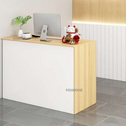 Modern Reception Desk Office Furniture For Wood-based Panel Clothing Store Small Reception Desks European-style Commercial Desk 2