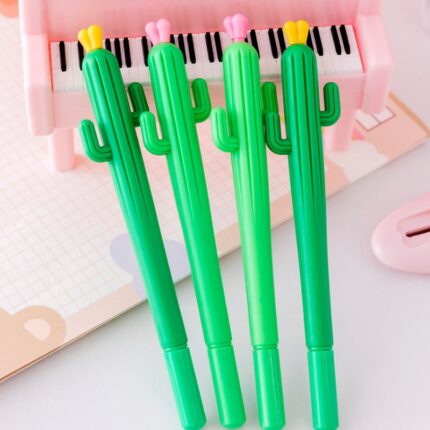 100 Pcs Creative Flowering Cactus Gel Pens Black Ink Student Stationery Kawaii Accessories and Kawaii School Supplies Boys Girls 1