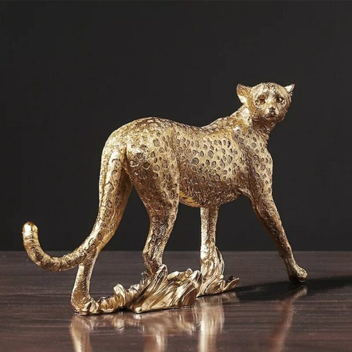 Retro Cheetah Statue Animal Figurine Panther Leopard Sculpture Home Office Table Desktop Decor Ornaments Gifts 4