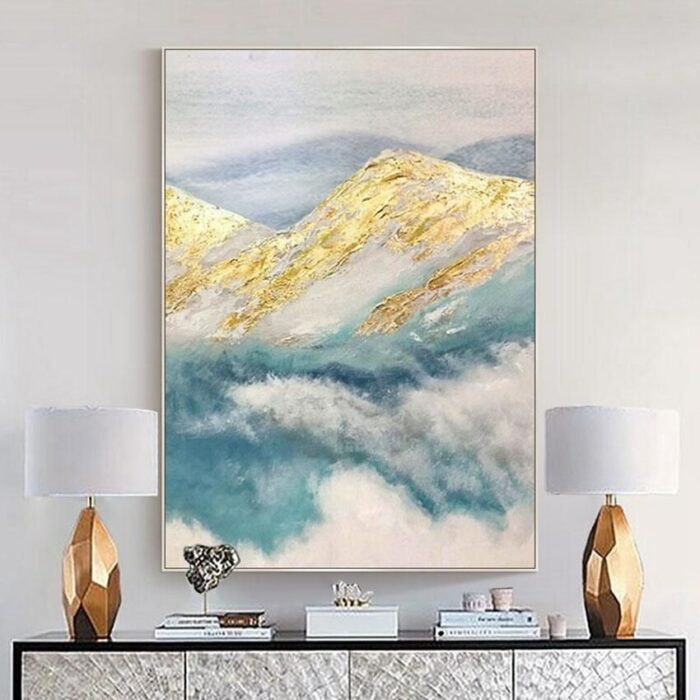 Big Hill Handmade Canvas Gold Foil Oil Painting Hanging Poster Wall Decor Art Living Room Bedroom Hotel Office High-grade Mural 6