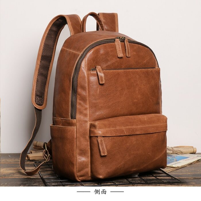 Leather Men's Backpack European and American Fashion Travel Bag Vintage Head First Layer Cowhide Leisure Backpack 2