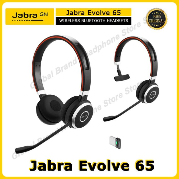 Original Jabra Evolve 65 Bluetooth Mono Stereo MS/UC Earphones Wireless Headset Noise-Cancelling Mic Headphones USB Adapter 1